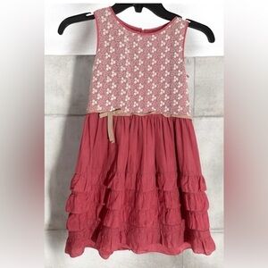 Mini boden 100% silk  Pink Floral Kids Dress